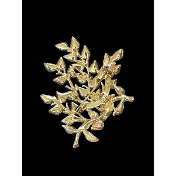 Vintage Estate Signed Coro Flower Brooch Yellow & Amber Rhinestone Mid Century - Picture 4 of 8